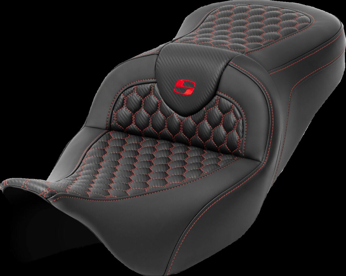 Saddlemen Roadsofa HC Seat, Red Stitch - 08-24 Touring Seat Saddlemen