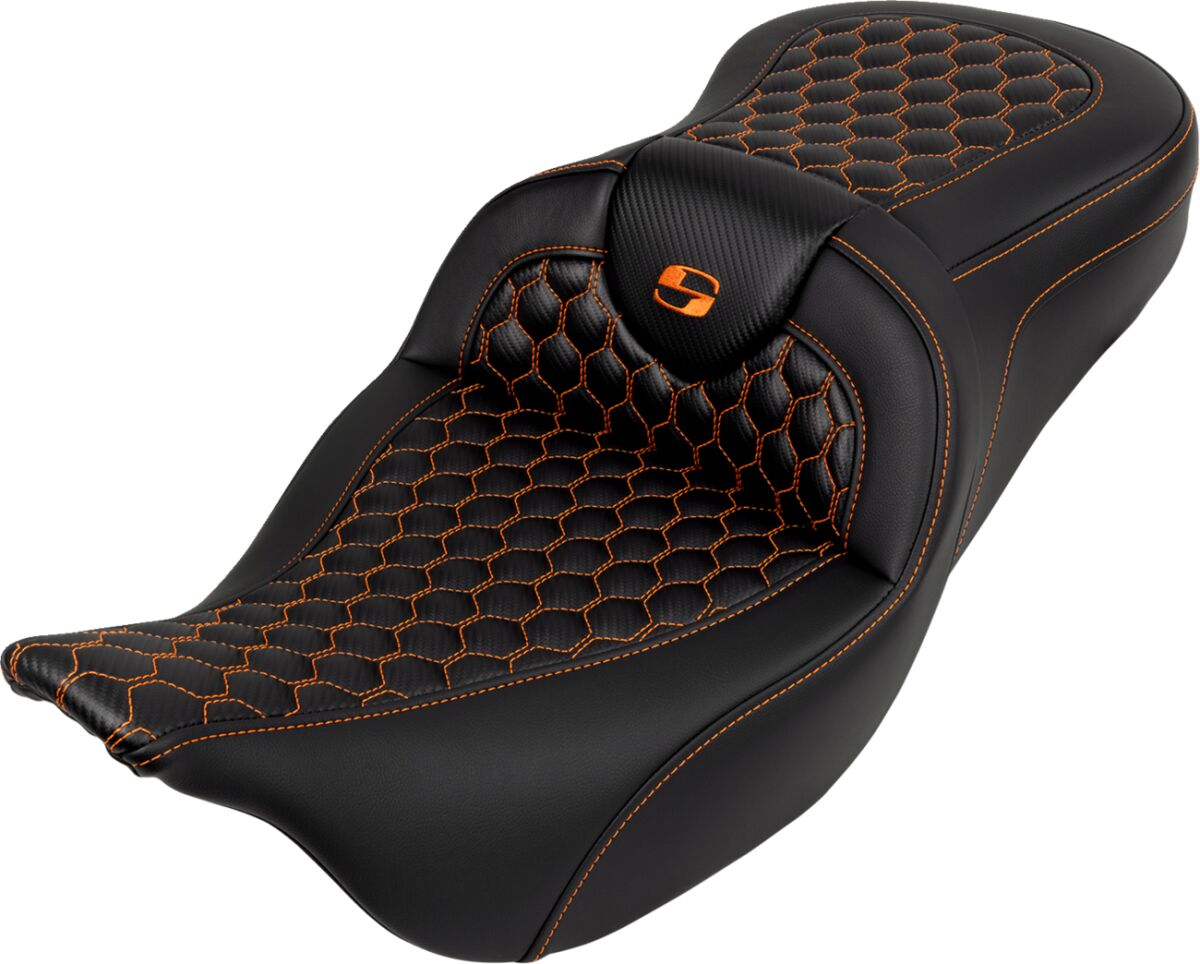 Roadsofa HC Seat, Orange Stitch - 08-24 Touring Seat Saddlemen Default Title