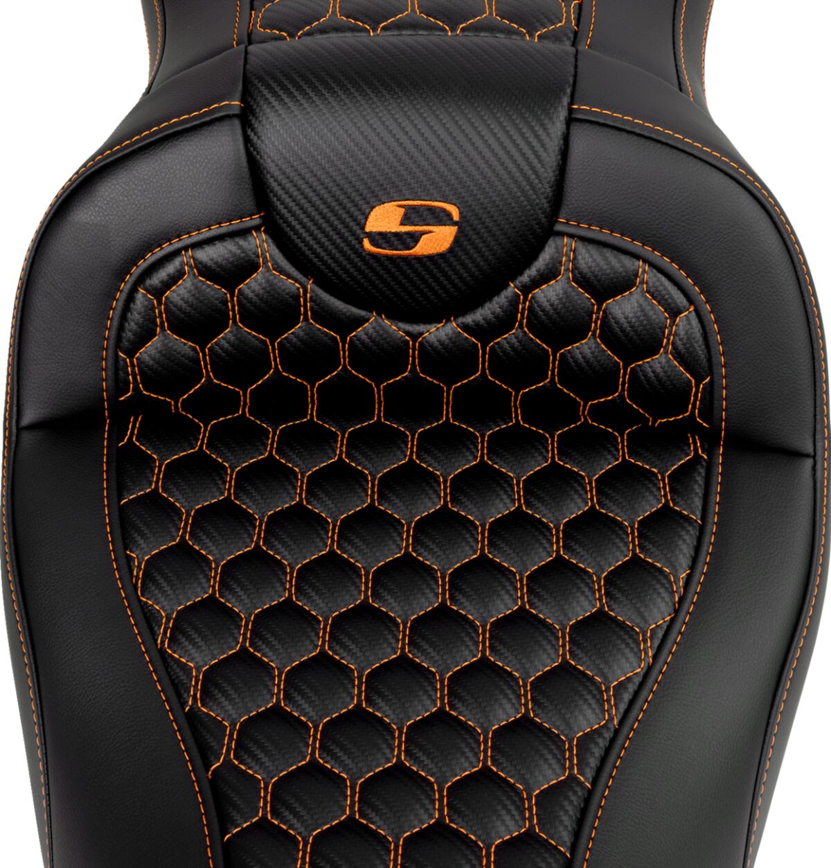 Roadsofa HC Seat, Orange Stitch - 08-24 Touring Seat Saddlemen