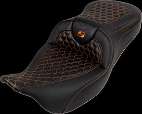 Saddlemen Roadsofa HC Seat, Orange Stitch - 08-24 Touring Seat Saddlemen