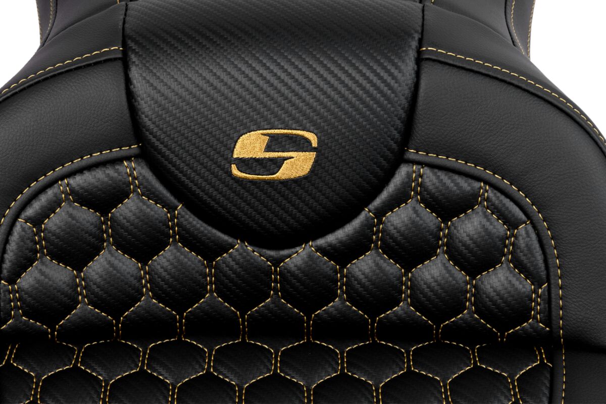 Roadsofa HC Seat, Gold Stitch - 08-24 Touring Seat Saddlemen