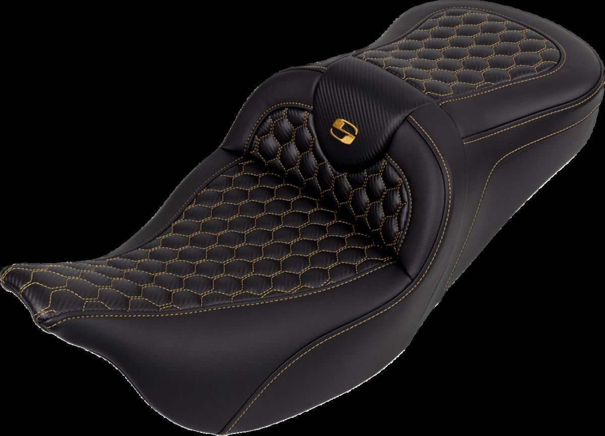 Saddlemen Roadsofa HC Seat, Gold Stitch - 08-24 Touring Seat Saddlemen