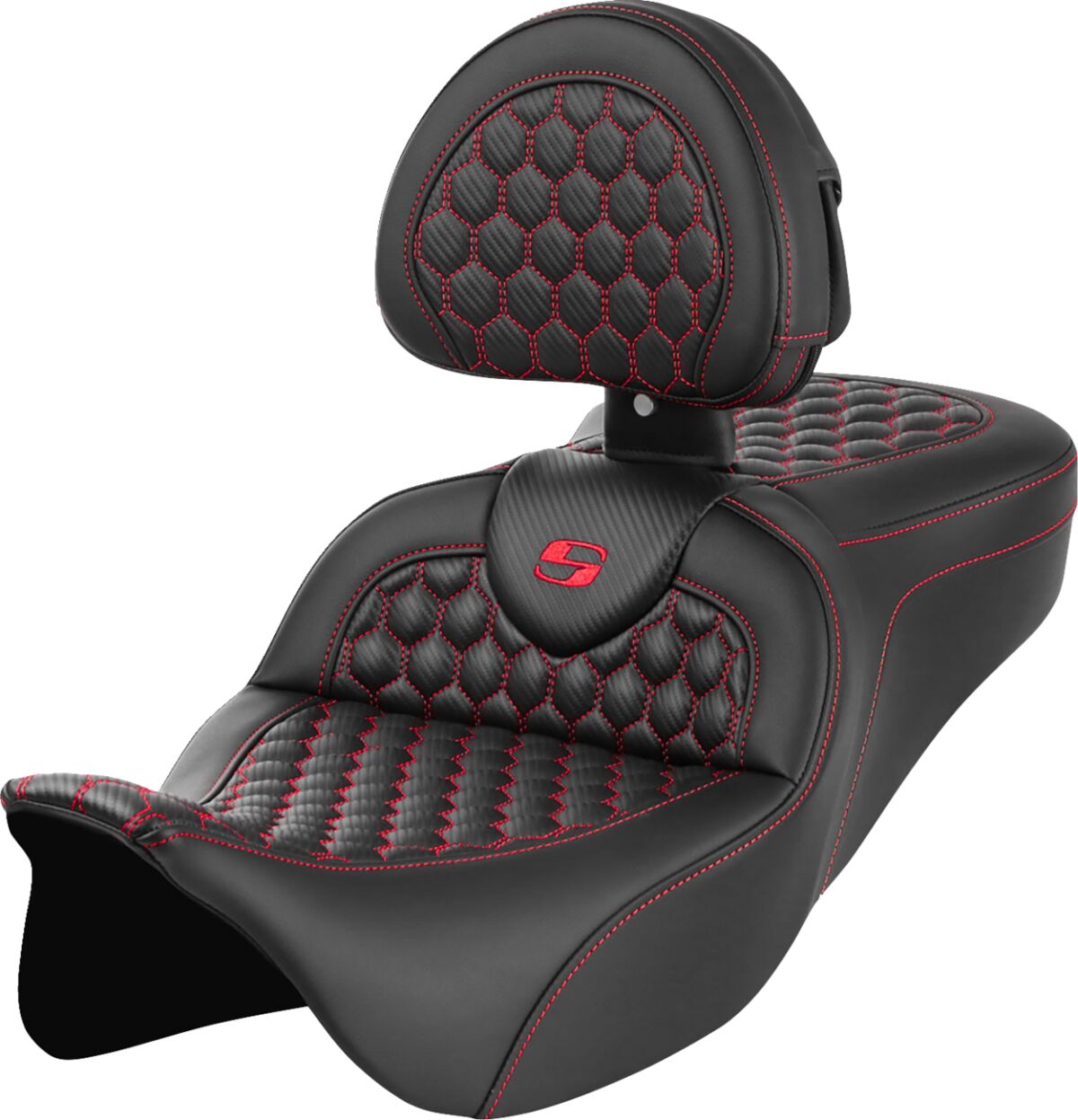 Roadsofa HC With Driver's Backrest Seat, Red Stitch - 08-24 Touring Seat Saddlemen Default Title