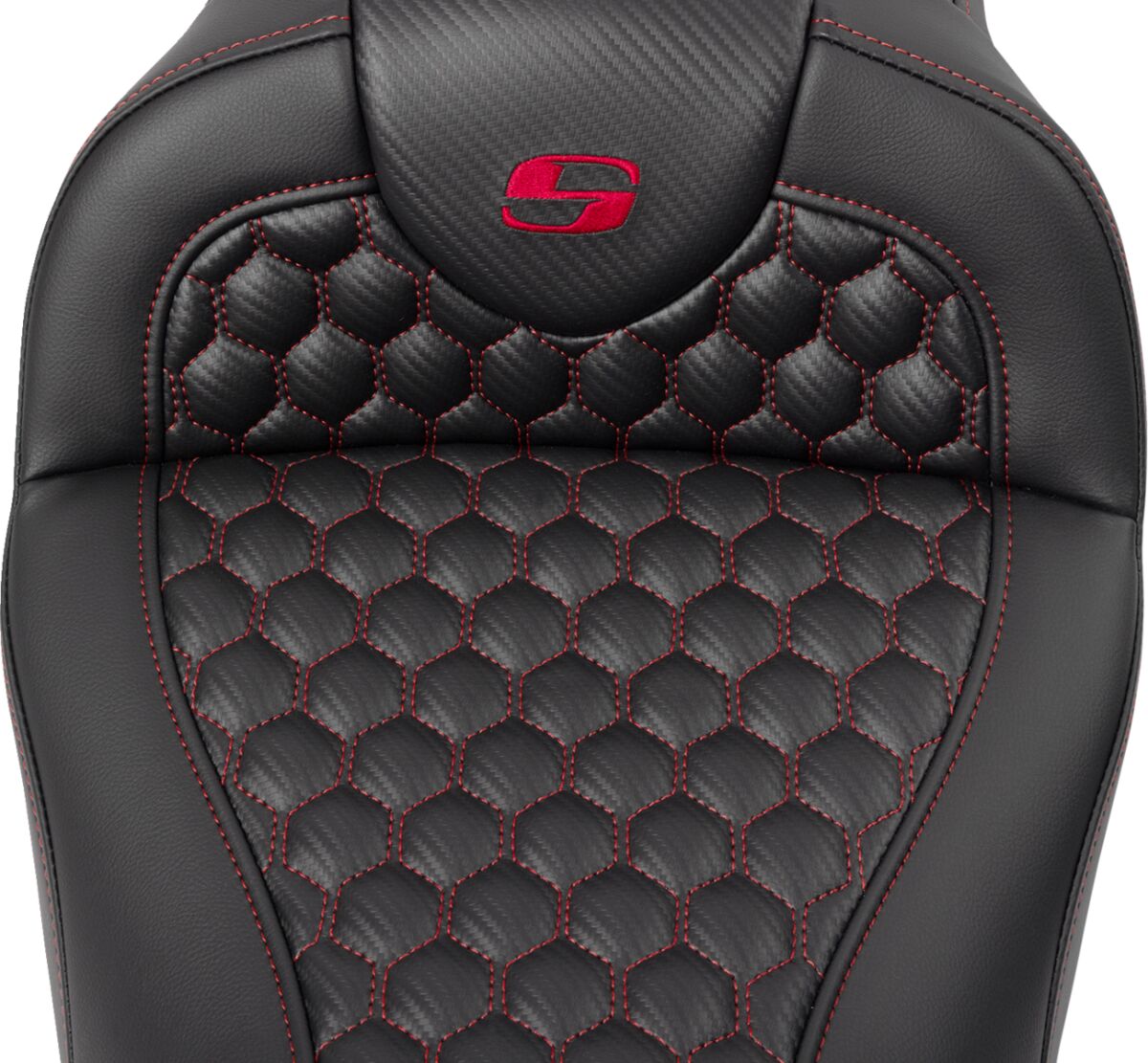 Roadsofa HC With Driver's Backrest Seat, Red Stitch - 08-24 Touring Seat Saddlemen