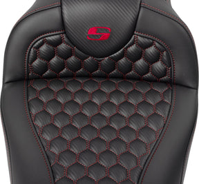Roadsofa HC With Driver's Backrest Seat, Red Stitch - 08-24 Touring Seat Saddlemen