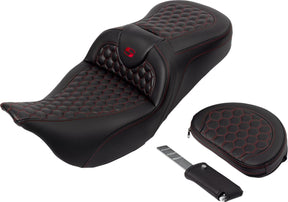 Roadsofa HC With Driver's Backrest Seat, Red Stitch - 08-24 Touring Seat Saddlemen
