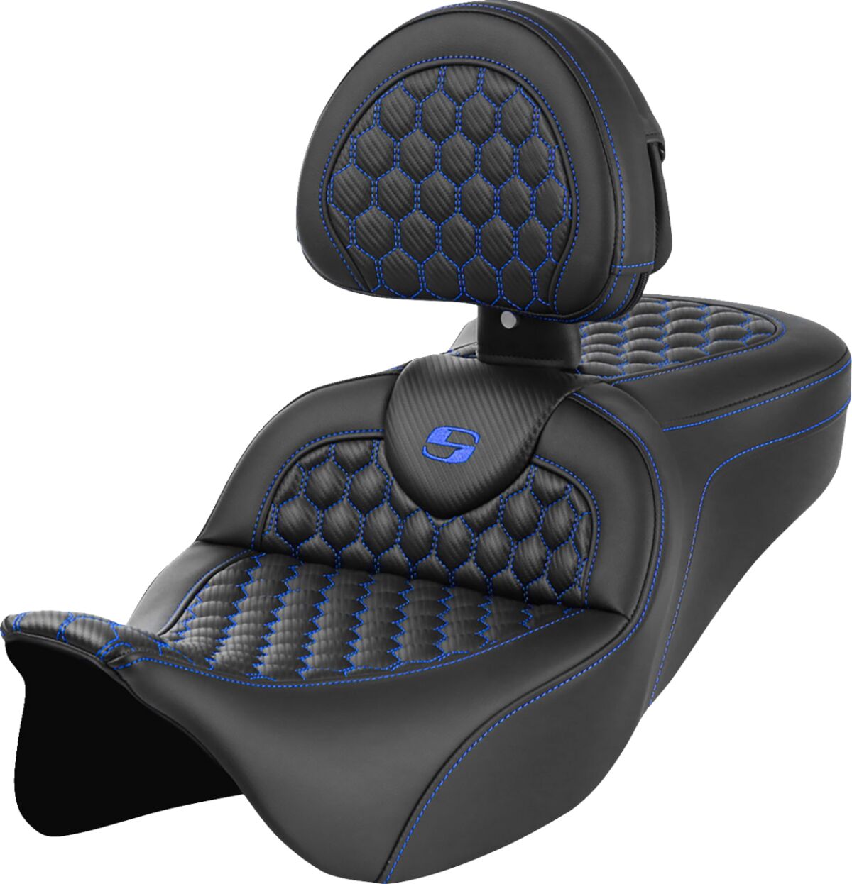 Roadsofa HC With Driver's Backrest Seat, Blue Stitch - 08-24 Touring Seat Saddlemen Default Title
