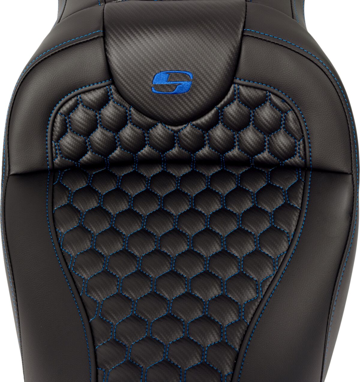 Roadsofa HC With Driver's Backrest Seat, Blue Stitch - 08-24 Touring Seat Saddlemen