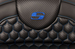 Roadsofa HC With Driver's Backrest Seat, Blue Stitch - 08-24 Touring Seat Saddlemen