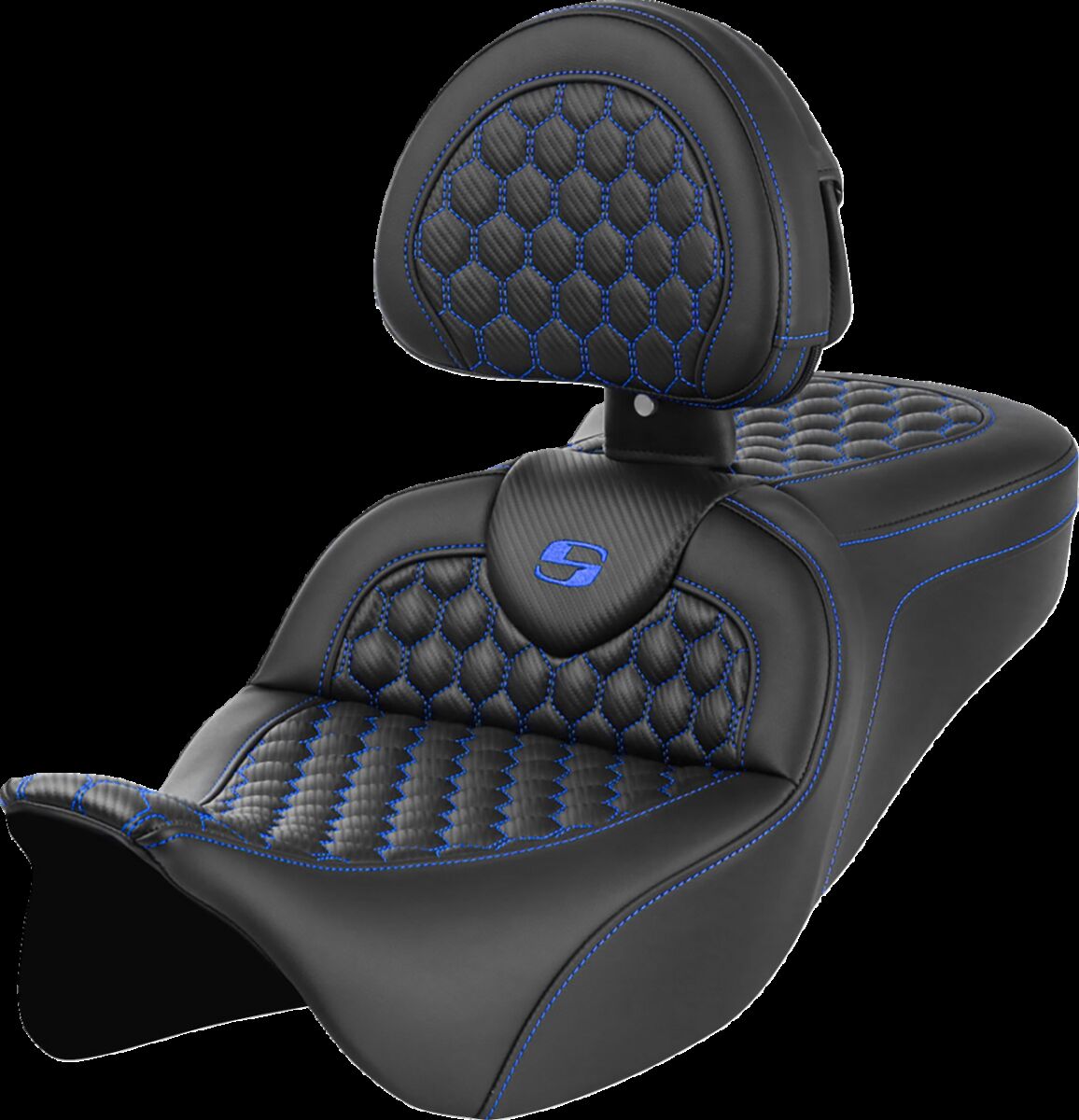 Saddlemen Roadsofa HC With Driver's Backrest Seat, Blue Stitch - 08-24 Touring Seat Saddlemen