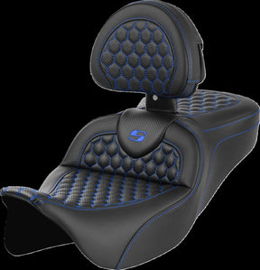 Saddlemen Roadsofa HC With Driver's Backrest Seat, Blue Stitch - 08-24 Touring Seat Saddlemen