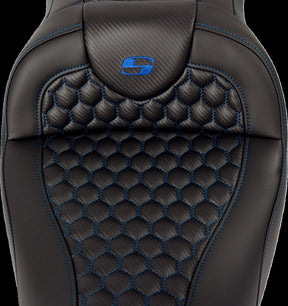Saddlemen Roadsofa HC With Driver's Backrest Seat, Blue Stitch - 08-24 Touring Seat Saddlemen