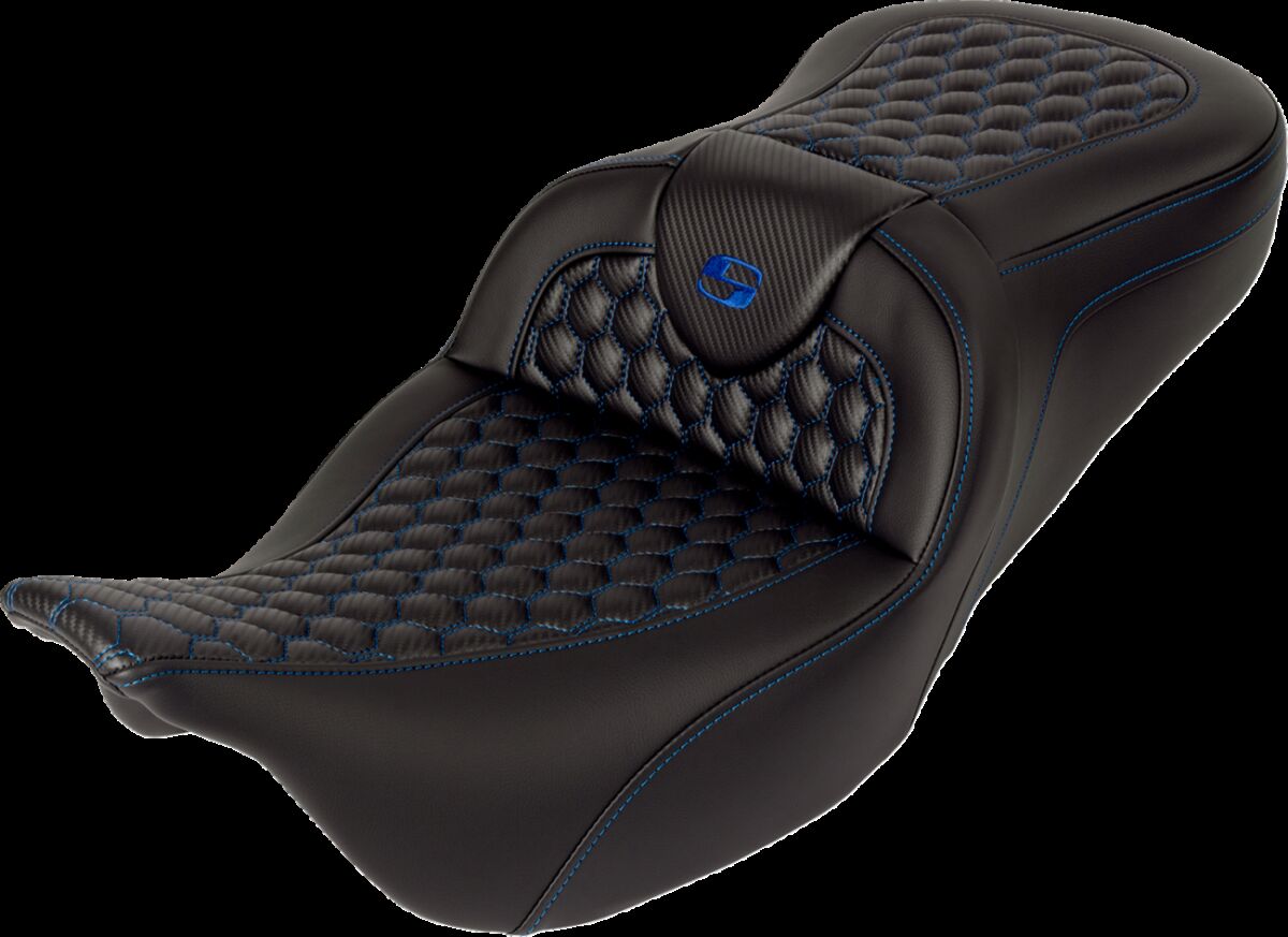 Saddlemen Roadsofa HC With Driver's Backrest Seat, Blue Stitch - 08-24 Touring Seat Saddlemen