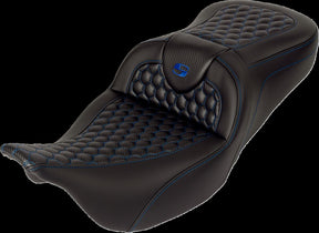 Saddlemen Roadsofa HC With Driver's Backrest Seat, Blue Stitch - 08-24 Touring Seat Saddlemen