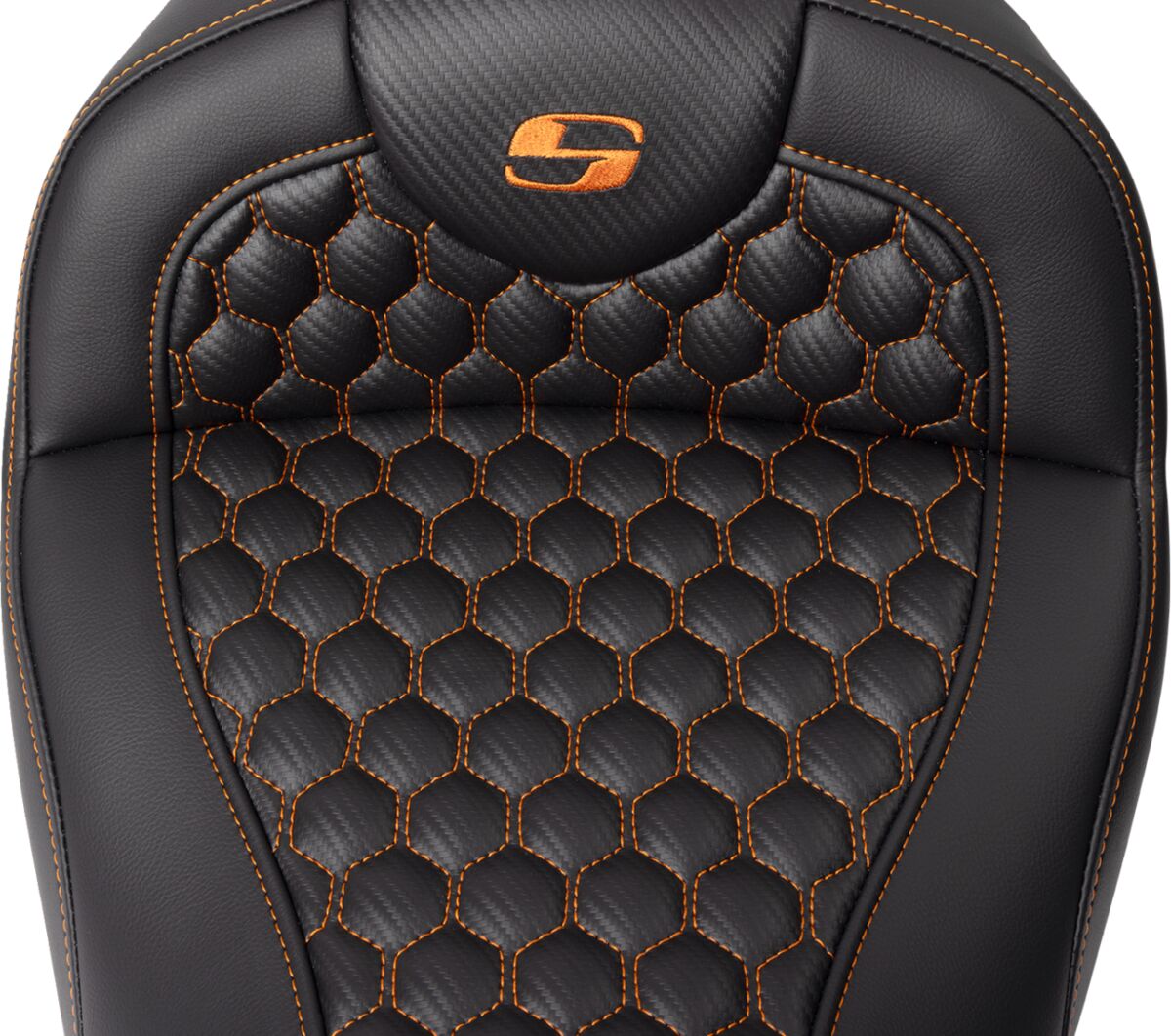 Roadsofa HC With Driver's Backrest Seat, Orange Stitch - 08-24 Touring Seat Saddlemen