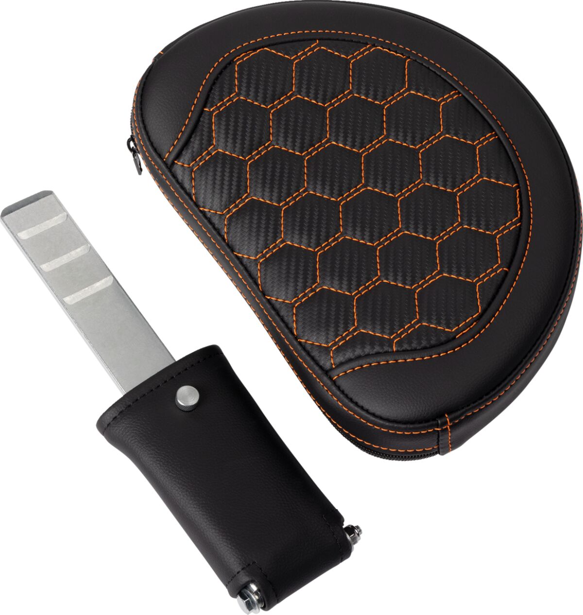 Roadsofa HC With Driver's Backrest Seat, Orange Stitch - 08-24 Touring Seat Saddlemen
