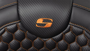 Roadsofa HC With Driver's Backrest Seat, Orange Stitch - 08-24 Touring Seat Saddlemen