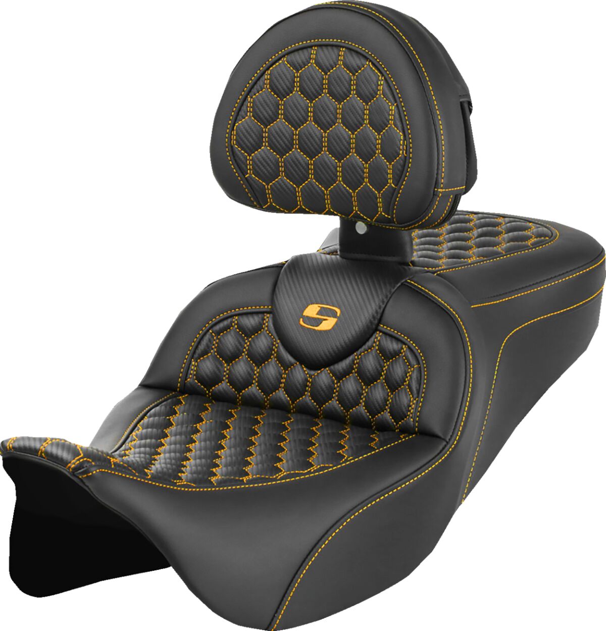Roadsofa HC With Driver's Backrest Seat, Gold Stitch - 08-24 Touring Seat Saddlemen Default Title