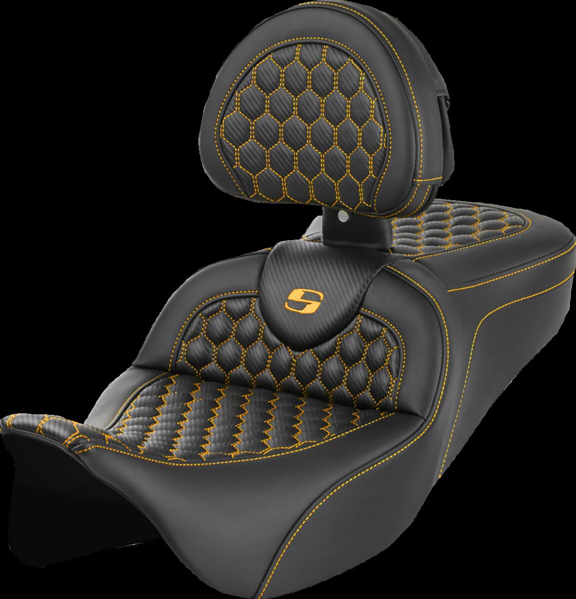 Saddlemen Roadsofa HC With Driver's Backrest Seat, Gold Stitch - 08-24 Touring Seat Saddlemen