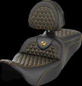 Saddlemen Roadsofa HC With Driver's Backrest Seat, Gold Stitch - 08-24 Touring Seat Saddlemen