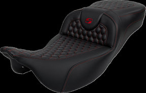 Saddlemen Roadsofa HC Extended Reach Seat, Red Stitch - 08-24 Touring Seat Saddlemen