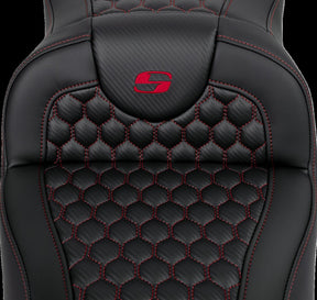 Saddlemen Roadsofa HC Extended Reach Seat, Red Stitch - 08-24 Touring Seat Saddlemen