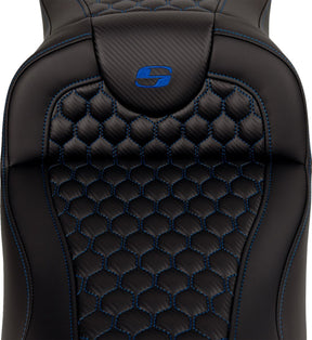 Roadsofa HC Extended Reach Seat, Blue Stitch - 08-24 Touring Seat Saddlemen