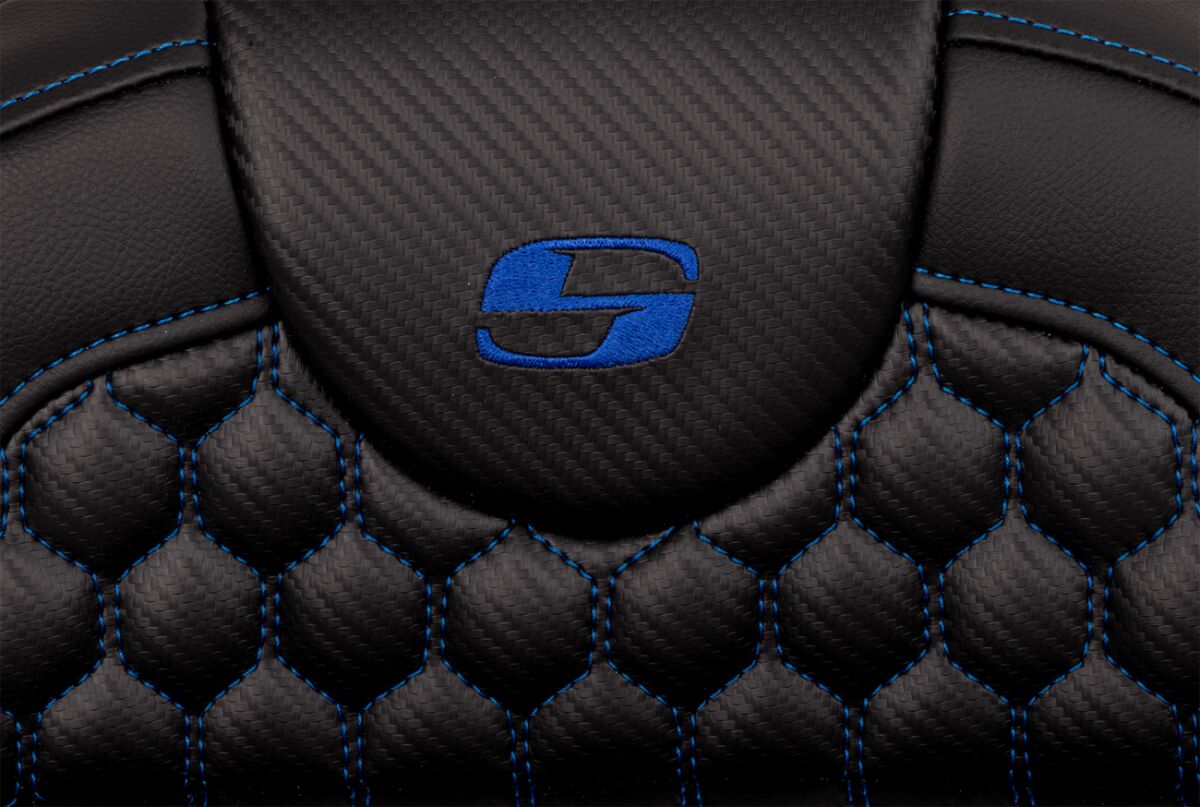 Roadsofa HC Extended Reach Seat, Blue Stitch - 08-24 Touring Seat Saddlemen