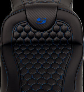 Saddlemen Roadsofa HC Extended Reach Seat, Blue Stitch - 08-24 Touring Seat Saddlemen