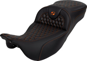 Roadsofa HC Extended Reach Seat, Orange Stitch - 08-24 Touring Seat Saddlemen Default Title