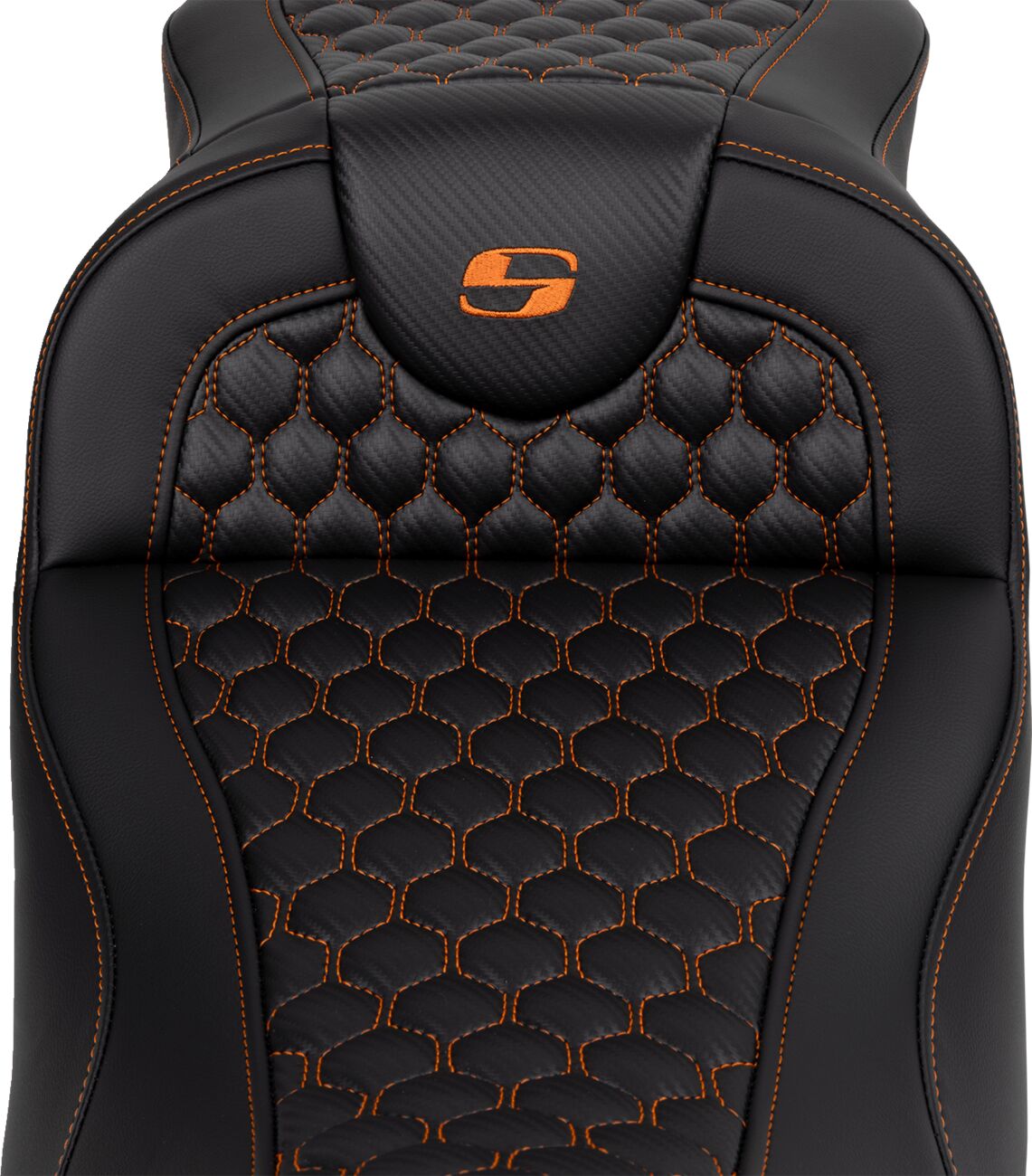 Roadsofa HC Extended Reach Seat, Orange Stitch - 08-24 Touring Seat Saddlemen