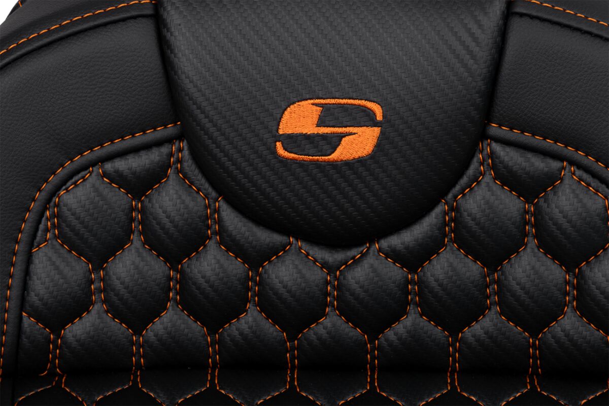 Roadsofa HC Extended Reach Seat, Orange Stitch - 08-24 Touring Seat Saddlemen