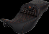 Saddlemen Roadsofa HC Extended Reach Seat, Orange Stitch - 08-24 Touring Seat Saddlemen