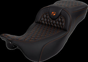 Saddlemen Roadsofa HC Extended Reach Seat, Orange Stitch - 08-24 Touring Seat Saddlemen