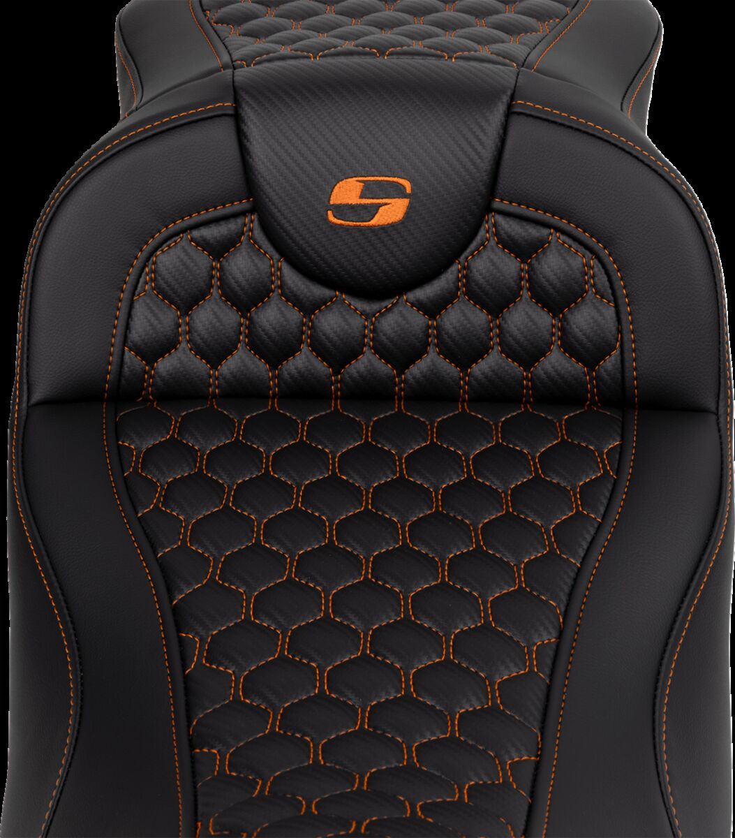 Saddlemen Roadsofa HC Extended Reach Seat, Orange Stitch - 08-24 Touring Seat Saddlemen