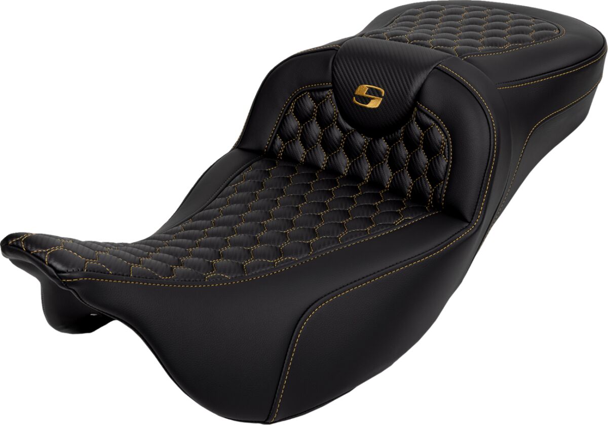 Roadsofa HC Extended Reach Seat, Gold Stitch - 08-24 Touring Seat Saddlemen Default Title