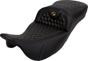 Roadsofa HC Extended Reach Seat, Gold Stitch - 08-24 Touring Seat Saddlemen Default Title