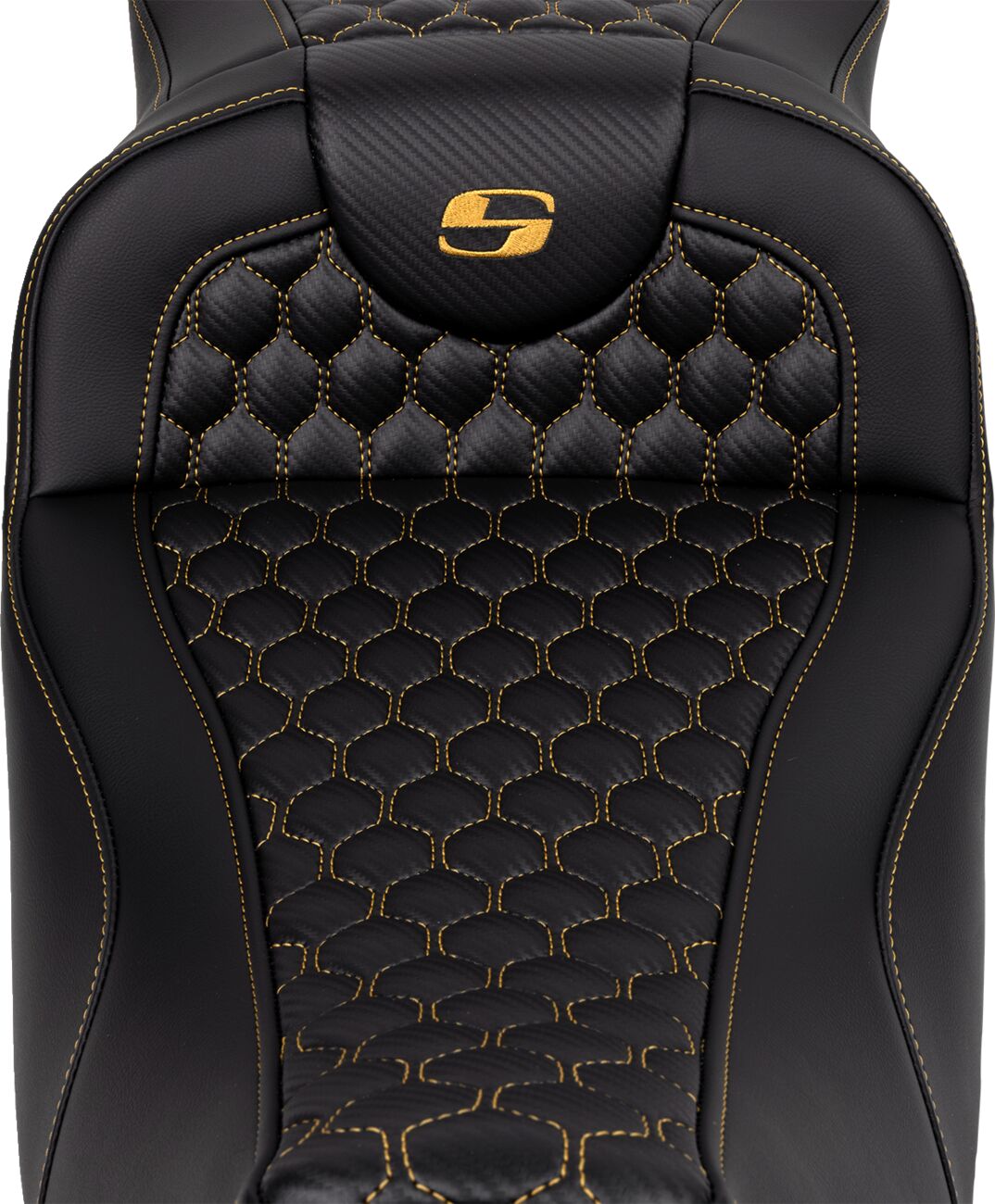 Roadsofa HC Extended Reach Seat, Gold Stitch - 08-24 Touring Seat Saddlemen