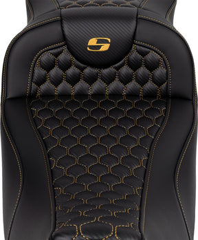 Roadsofa HC Extended Reach Seat, Gold Stitch - 08-24 Touring Seat Saddlemen