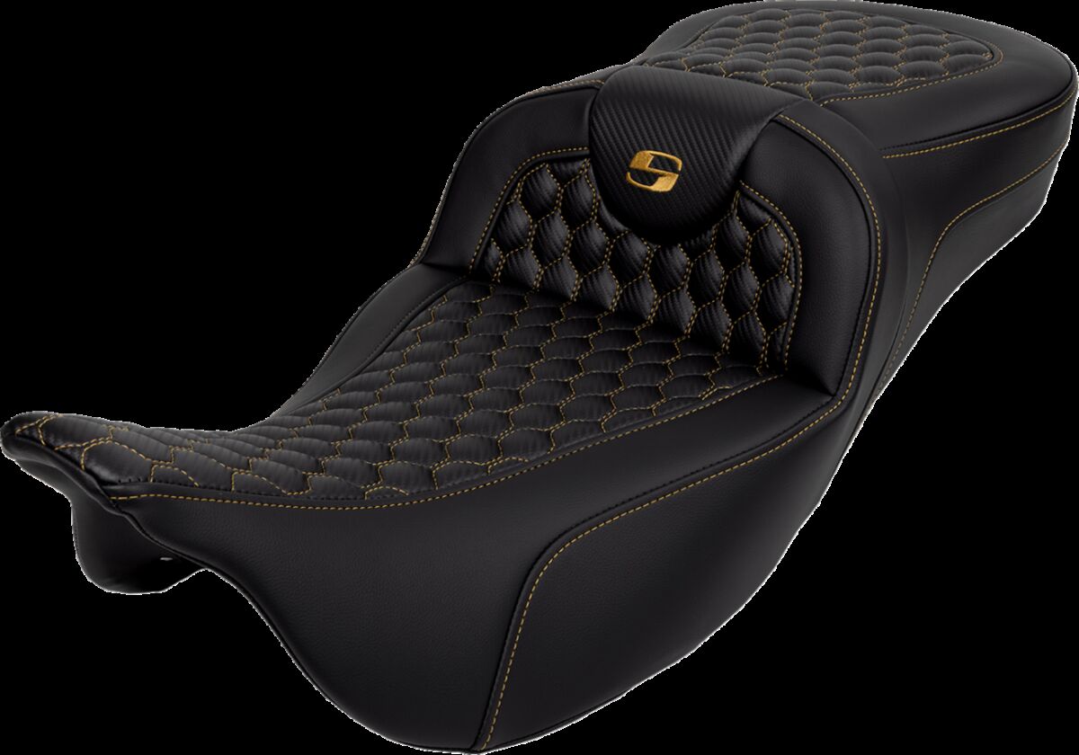 Saddlemen Roadsofa HC Extended Reach Seat, Gold Stitch - 08-24 Touring Seat Saddlemen