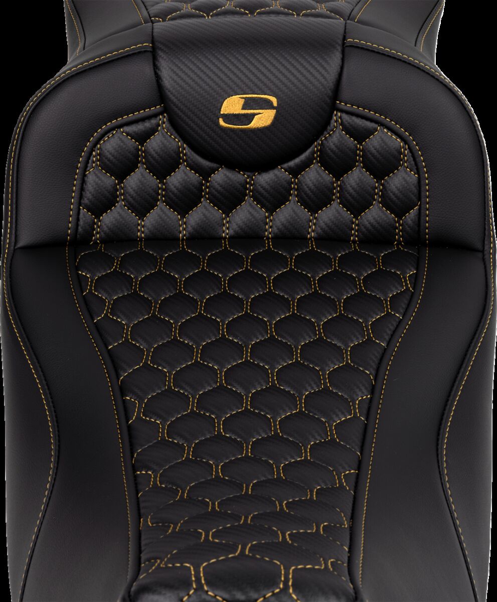 Saddlemen Roadsofa HC Extended Reach Seat, Gold Stitch - 08-24 Touring Seat Saddlemen