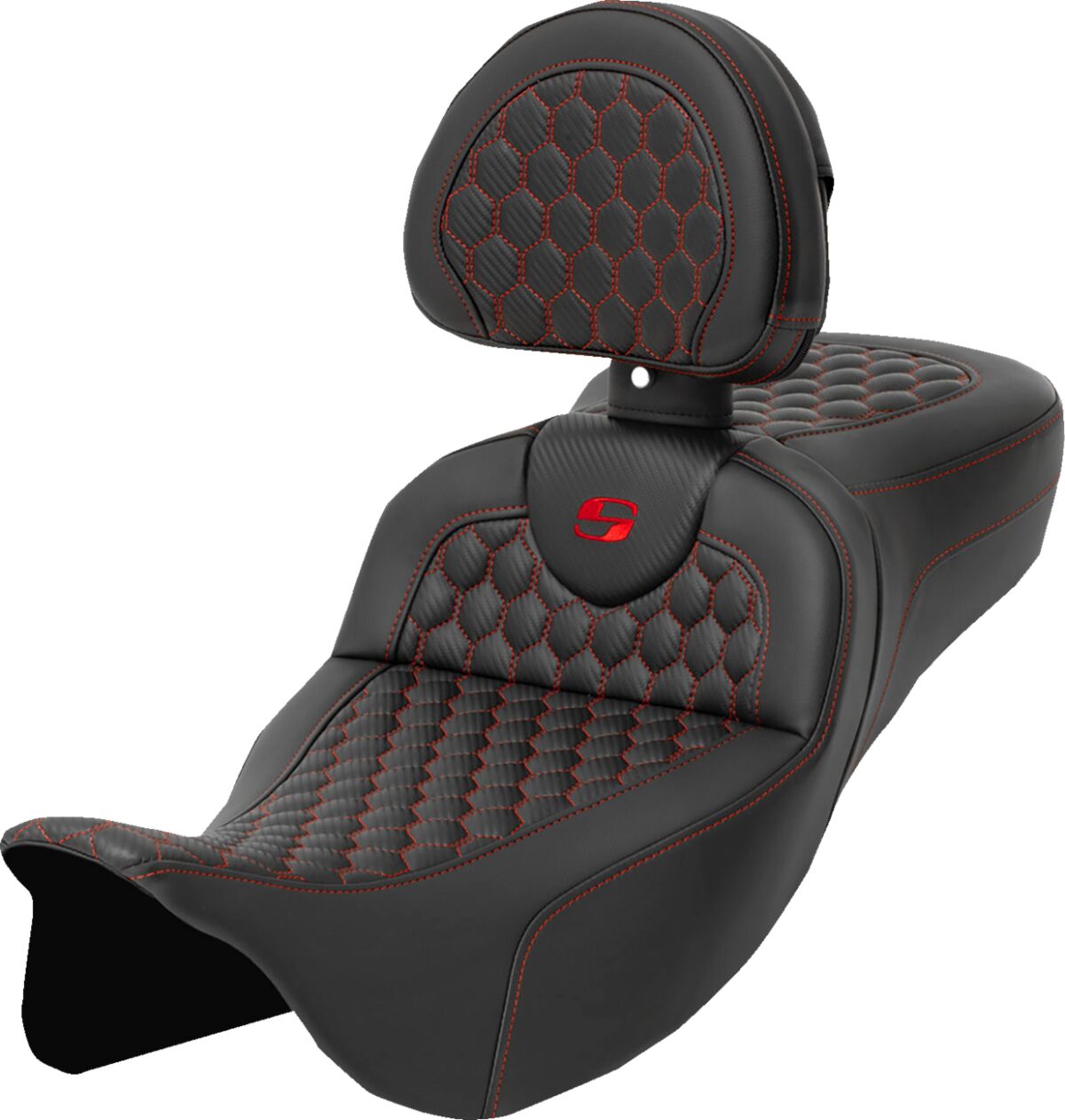 Roadsofa HC Extended Reach With Driver's Backrest Seat, Red Stitch - 08-24 Touring Seat Saddlemen Default Title