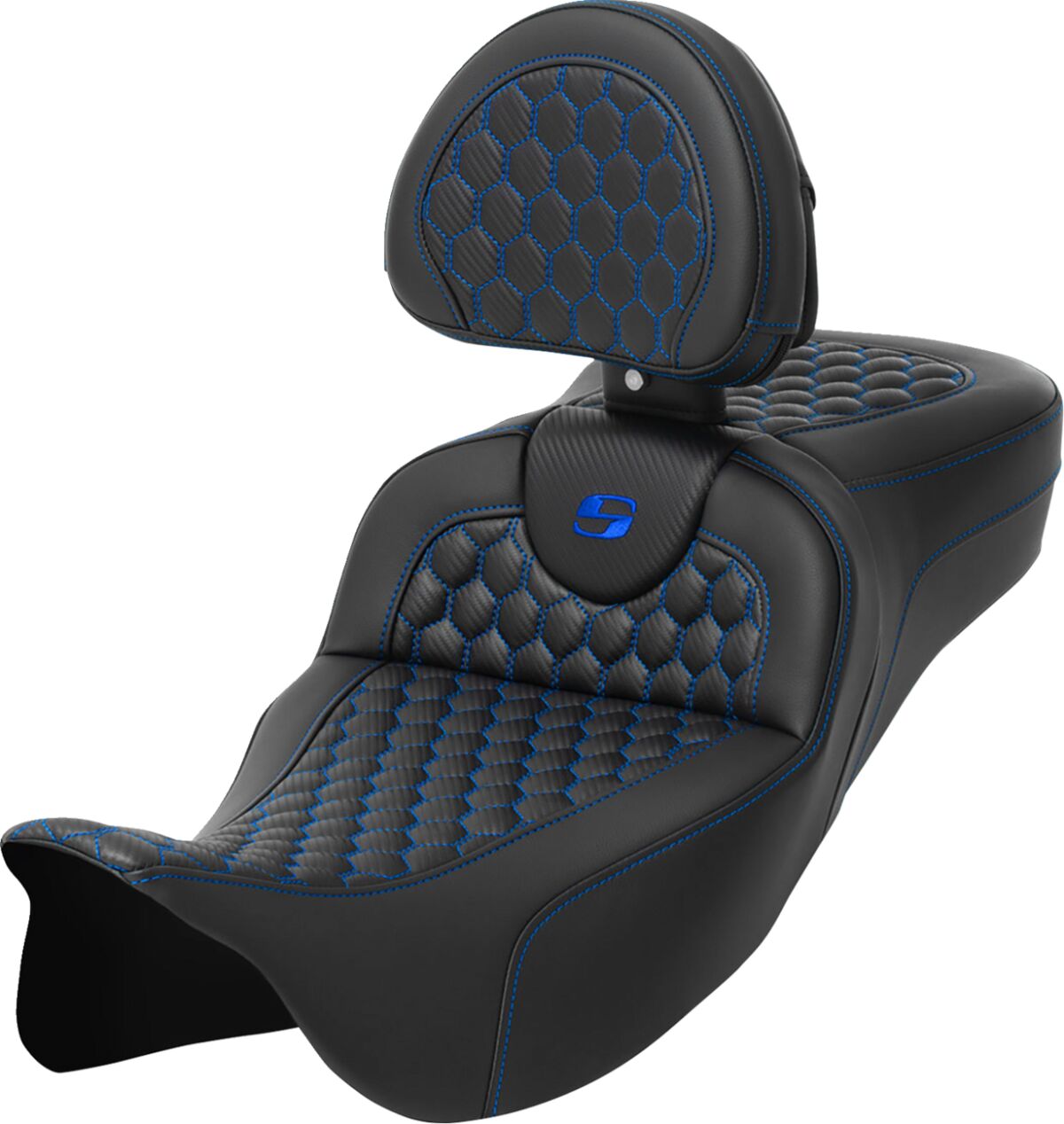 Roadsofa HC Extended Reach With Driver's Backrest Seat, Blue Stitch - 08-24 Touring Seat Saddlemen Default Title