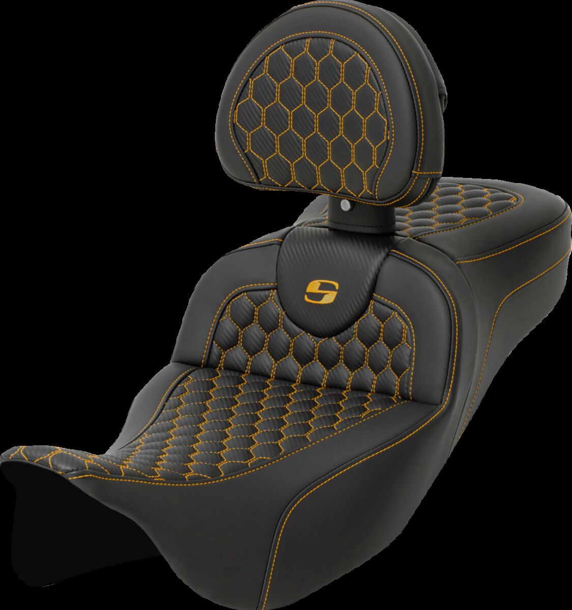 Saddlemen Roadsofa HC Extended Reach With Driver's Backrest Seat, Gold Stitch - 08-24 Touring Seat Saddlemen