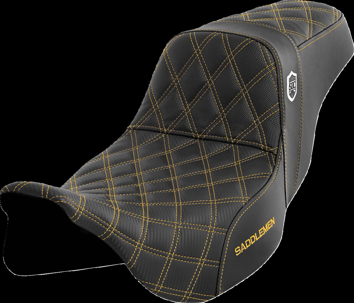 Saddlemen SDC Pro Series Performance Gripper Seat, Gold Stitch - 08-23 Touring Seat Saddlemen