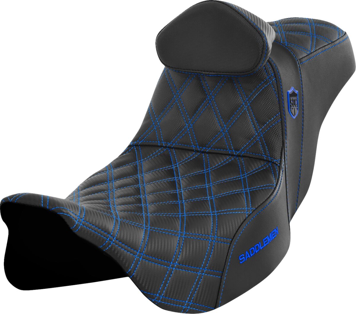 SDC Pro Series Performance Gripper Seat w/Lumbar Rest, Blue Stitch - 08-23 Touring Seat Saddlemen Default Title