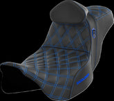 Saddlemen SDC Pro Series Performance Gripper Seat w/Lumbar Rest, Blue Stitch - 08-23 Touring Seat Saddlemen