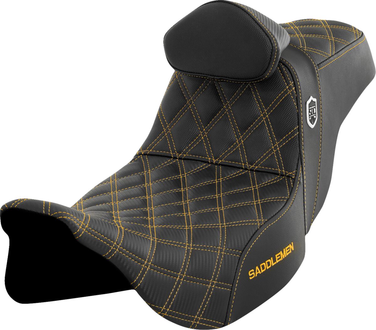 SDC Pro Series Performance Gripper Seat w/Lumbar Rest, Gold Stitch - 08-23 Touring Seat Saddlemen Default Title