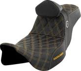 SDC Pro Series Performance Gripper Seat w/Lumbar Rest, Gold Stitch - 08-23 Touring Seat Saddlemen Default Title