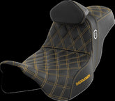 Saddlemen SDC Pro Series Performance Gripper Seat w/Lumbar Rest, Gold Stitch - 08-23 Touring Seat Saddlemen